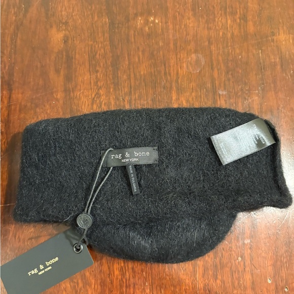 Rag & Bone Black Brushed Mohair Blend Beanie - NWT
